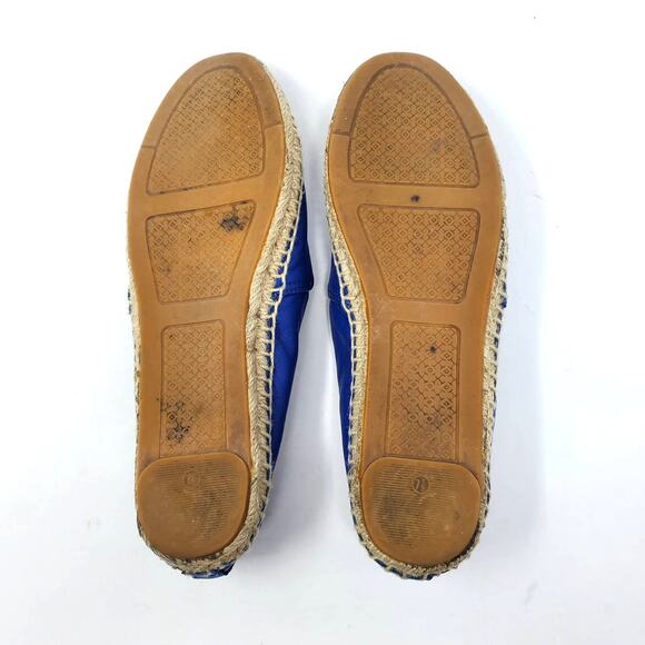 Tory Burch Leather Colorblock Flat Espadrilles Jelly Blue Tory Navy Size 7.5 - Picture 8 of 12